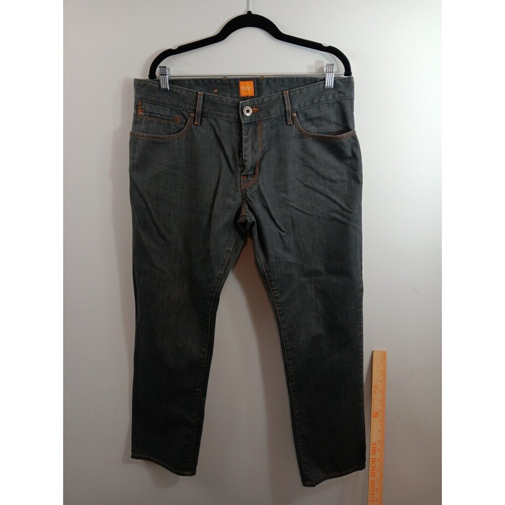 BOSS ORANGE 24 Gray 100% Cotton Jeans Regular Fit Size 36x30